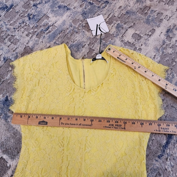 NWT Diane Von Furstenberg yellow lace Wanda Mini dress.  Size 8 - Picture 7 of 16